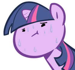 Size: 554x515 | Tagged: artist needed, safe, twilight sparkle, g4, faic, reaction image, simple background, solo, sweat, transparent background, wut face