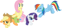 Size: 9549x4355 | Tagged: safe, artist:quanno3, applejack, fluttershy, rainbow dash, rarity, dragonshy, g4, my little pony: friendship is magic, absurd resolution