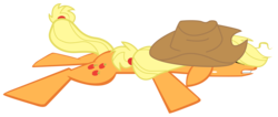 Size: 4475x1905 | Tagged: dead source, safe, artist:eruvon, applejack, earth pony, pony, g4, eppaljeck, female, flat, flattened, floppy ears, gritted teeth, injured, prone, simple background, solo, transparent background, vector