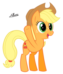 Size: 6900x8100 | Tagged: safe, artist:twiddlechimp, applejack, earth pony, pony, g4, absurd resolution, female, simple background, solo, transparent background, vector, waving