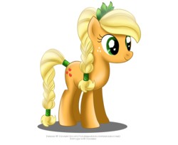 Size: 1350x1100 | Tagged: safe, artist:tiffanymarsou, applejack, earth pony, pony, g4, alternate hairstyle, braid, braided tail, female, solo