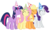 Size: 8000x4816 | Tagged: safe, artist:are-you-jealous, applejack, fluttershy, rarity, twilight sparkle, g4, my little pony: friendship is magic, party of one, absurd resolution, eyes closed, happy, hat, party hat, simple background, smiling, transparent background, vector