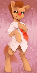 Size: 1394x2715 | Tagged: safe, artist:dhui, oc, oc only, pony, bipedal, clothes, necktie, shirt