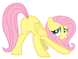 Size: 6800x5200 | Tagged: safe, artist:yanoda, fluttershy, pegasus, pony, g4, absurd resolution, blushing, butt, featureless crotch, female, plot, presenting, solo