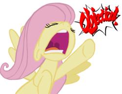 Size: 700x539 | Tagged: safe, artist:3dav3, fluttershy, pony, g4, ace attorney, female, objection, simple background, solo, transparent background, yelling