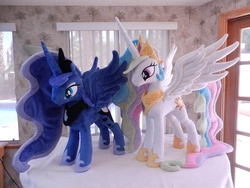 Size: 4000x3000 | Tagged: safe, artist:equestriaplush, princess celestia, princess luna, g4, epic, irl, photo, plushie