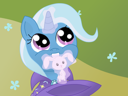 Size: 2048x1536 | Tagged: safe, artist:risgrestarsfx, trixie, rabbit, g4, cute, diatrixes, female, filly, filly trixie, magic trick, younger