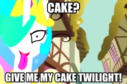 Size: 960x640 | Tagged: safe, princess celestia, princess molestia, g4, cakelestia, image macro