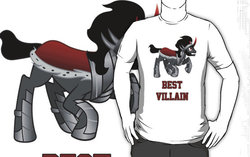 Size: 556x350 | Tagged: safe, king sombra, pony, unicorn, g4, best villain, clothes, redbubble, t-shirt, text