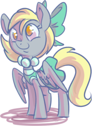Size: 504x684 | Tagged: safe, artist:ponygoggles, derpy hooves, pegasus, pony, g4, bow, clothes, female, necklace, pearl, solo