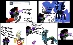 Size: 1787x1100 | Tagged: safe, discord, king sombra, nightmare moon, queen chrysalis, g4, antagonist