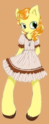 Size: 1790x4517 | Tagged: safe, artist:mlle honey, carrot top, golden harvest, pony, g4, bipedal, clothes, cute, cutie top, dress, female, pixiv, solo