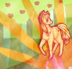 Size: 2000x1912 | Tagged: safe, artist:beincraban, applejack, earth pony, pony, g4, female, looking back, solo