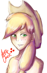 Size: 777x1200 | Tagged: safe, artist:meewin, applejack, human, g4, humanized