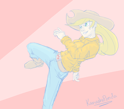 Size: 2000x1761 | Tagged: safe, artist:kanashiipanda, applejack, human, g4, action pose, humanized