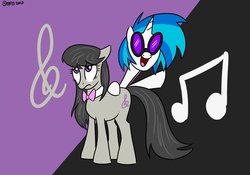 Size: 1280x896 | Tagged: safe, artist:mofetafrombrooklyn, dj pon-3, octavia melody, vinyl scratch, g4