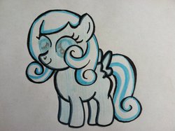 Size: 1024x765 | Tagged: safe, artist:aperaturescience, oc, oc only, oc:snowdrop, pegasus, pony, female, filly, foal, solo, traditional art