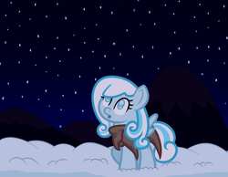 Size: 900x700 | Tagged: safe, artist:terton, oc, oc only, oc:snowdrop, clothes, female, filly, foal, solo