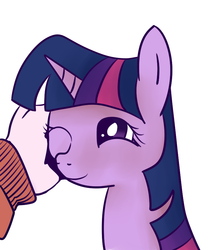 Size: 771x906 | Tagged: safe, artist:nasse, twilight sparkle, human, pony, g4, hand, happy, human on pony petting, petting