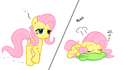 Size: 986x559 | Tagged: safe, artist:nasse, fluttershy, g4, cushion, cute, pillow, sleeping, sleepy, tired, zzz