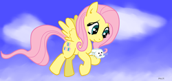 Size: 1507x711 | Tagged: safe, artist:nasse, angel bunny, fluttershy, g4, flying