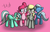 Size: 2448x1584 | Tagged: safe, artist:lightningnickel, derpy hooves, lyra heartstrings, pinkie pie, trixie, earth pony, pegasus, pony, unicorn, g4, female, mare