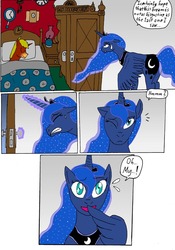 Size: 701x1000 | Tagged: safe, artist:wolfman-al, princess luna, oc, g4, comic, dialogue, dream walker luna