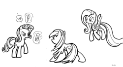 Size: 1600x870 | Tagged: safe, artist:nasse, fluttershy, rainbow dash, rarity, g4, brush, makeover