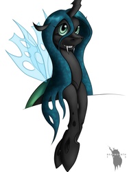 Size: 1920x2560 | Tagged: dead source, safe, artist:braymounth, queen chrysalis, changeling, changeling queen, g4, fangs, female, smiling