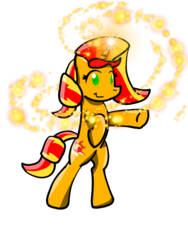 Size: 600x800 | Tagged: artist needed, source needed, useless source url, safe, sunset shimmer, pony, unicorn, g4, ask, cute, female, happy, magic, shimmerbetes, smiling, solo, tumblr
