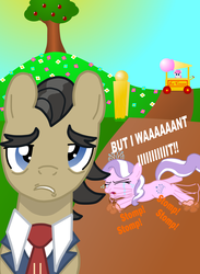 Size: 2549x3485 | Tagged: safe, artist:pajama-ham, diamond tiara, filthy rich, earth pony, pony, g4, crying, female, filly, foal, ice cream, male, stallion, tantrum, whining