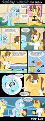 Size: 1370x3685 | Tagged: safe, artist:epulson, doctor horse, doctor stable, nurse coldheart, nurse snowheart, screw loose, pony, g4, bucket, comic, cup, eyes closed, female, five o'clock shadow, male, mare, spoon, stallion, stubble