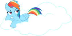 Size: 6533x3346 | Tagged: safe, artist:santafer, rainbow dash, pony, g4, cloud, female, simple background, solo, transparent background, vector