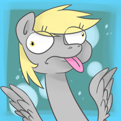 Size: 700x700 | Tagged: dead source, safe, artist:hahasauce, derpy hooves, pegasus, pony, g4, female, mare, solo, tongue out, wat