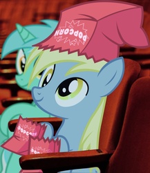 Size: 832x960 | Tagged: safe, derpy hooves, lyra heartstrings, pegasus, pony, g4, bag, bags, female, mare, movie, movie night, paper bag, paper bag wizard, popcorn