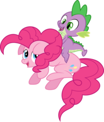 Size: 3000x3544 | Tagged: safe, artist:sulyo, pinkie pie, spike, g4, riding, rodeo, simple background, spike riding pinkie pie, transparent background, vector