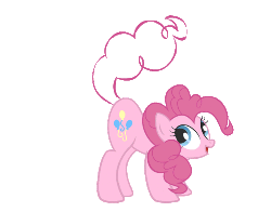 Size: 500x393 | Tagged: safe, artist:br-david, pinkie pie, earth pony, pony, g4, animated, female, fun pose, looking back, open mouth, simple background, smiling, solo, tail whip, transparent background, wip