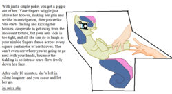 Size: 848x465 | Tagged: safe, artist:queen luna/luna the great, bon bon, sweetie drops, human, pony, g4, fanfic, framed picture, hand, hooves, human on pony action, ms paint, text, tickling