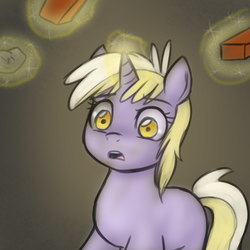 Size: 750x750 | Tagged: safe, dinky hooves, pony, g4, brick, bricks, cropped, female, magic, solo, tumblr