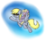 Size: 943x847 | Tagged: safe, artist:chibi95, derpy hooves, dinky hooves, pegasus, pony, unicorn, g4, dinky riding derpy, equestria's best mother, female, flying, mare, riding