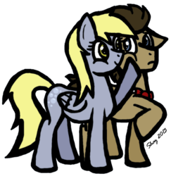 Size: 584x602 | Tagged: safe, artist:fantahigh, derpy hooves, doctor whooves, time turner, pegasus, pony, g4, bowtie, duo, female, male, mare, simple background, stallion, transparent background