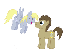 Size: 1280x960 | Tagged: safe, artist:dreamy-tommy, derpy hooves, doctor whooves, time turner, pegasus, pony, g4, blushing, female, male, mare, ship:doctorderpy, shipping, simple background, straight, transparent background