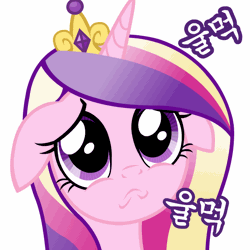 Size: 600x600 | Tagged: dead source, safe, artist:php94, princess cadance, alicorn, pony, g4, animated, crying, cute, cutedance, daaaaaaaaaaaw, eye shimmer, eyelashes, female, floppy ears, gif, korean, mare, pouting, princess sadance, puppy dog eyes, sad, sadorable, solo, translation request, weapons-grade cute