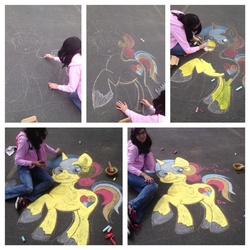 Size: 960x960 | Tagged: safe, chalk, chalk drawing, photo, ponified, traditional art