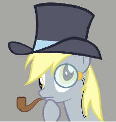 Size: 519x543 | Tagged: safe, derpy hooves, pegasus, pony, g4, animated, bubble, bubble pipe, female, hat, mare, monocle, pipe, top hat