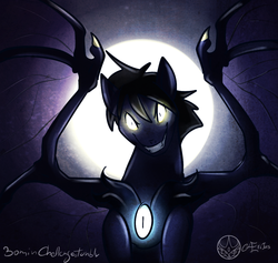 Size: 1000x948 | Tagged: safe, artist:aeritus, oc, oc only, bat pony, pony, 30 minute art challenge, glowing, glowing eyes, moon
