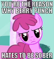 Size: 550x600 | Tagged: safe, edit, edited screencap, screencap, berry punch, berryshine, earth pony, pony, g4, green isn't your color, caption, cropped, disapproval, female, image macro, reaction image, solo