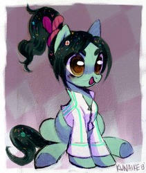 Size: 777x921 | Tagged: safe, artist:kunaike, pony, ponified, ponytail, sugar rush, vanellope von schweetz, wreck-it ralph