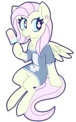 Size: 467x746 | Tagged: safe, artist:mewball, fluttershy, pegasus, pony, g4, bottomless, clothes, earring, fashion, female, mare, pastel goth, piercing, popsicle, shirt, simple background, sitting, soft grunge, solo, tongue out, transparent background, wingding eyes