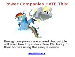 Size: 960x736 | Tagged: safe, derpy hooves, rainbow dash, g4, advertisement, cloud, fake, parody, text